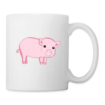 süßes pinkes cartoon Schwein Symbol Tier - Tasse - Weiß - Rechts