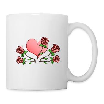 Rose Fleurs Plantes Coeur Rouge - Mug blanc - blanc - Droite