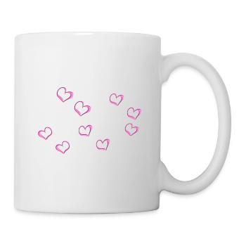Motif de cœur de ligne de cœurs roses - Mug blanc - blanc - Droite
