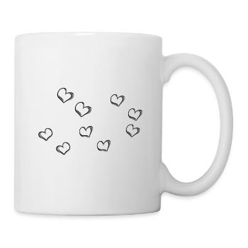 graue herzen linie herz muster - Tasse - Weiß - Rechts