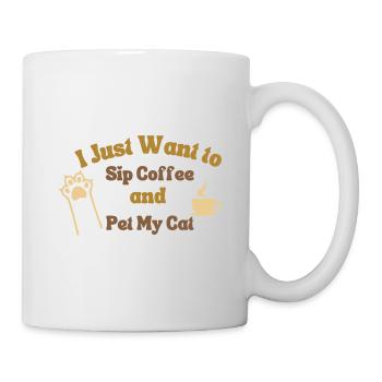 Je veux juste siroter un café et caresser mon chat - Mug blanc - blanc - Droite