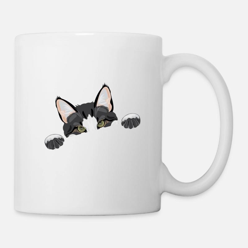 Peeping funny cat - Mug - white