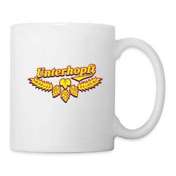 Bier T-Shirt Design Unterhopft - Tasse - Weiß - Rechts