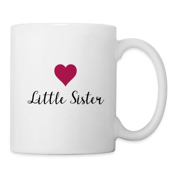 "Little Sister" Schriftzug Geschenk Idee - Tasse - Weiß - Rechts