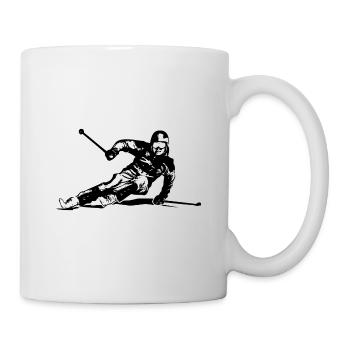Ski alpine - Ski Abfahrt - Slalom - Skifahrer - Tasse - Weiß - Rechts