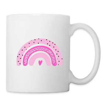 Rosa Regenbogen mit Herz - Tasse - Weiß - Rechts