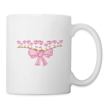 schleife linie rosa blumen linie - Tasse - Weiß - Rechts