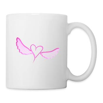 Le cœur d’oiseau vole rose paillettes amour - Mug blanc - blanc - Droite
