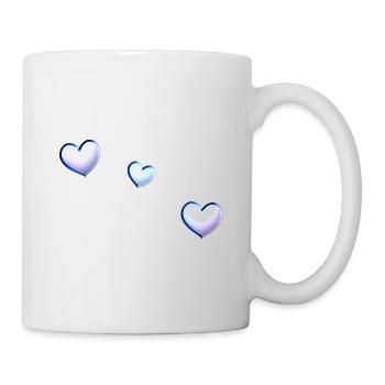 three blue hearts symbol love - Mug - white - Right