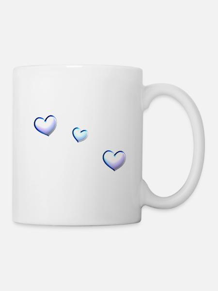 drei blaue herzen symbol liebe - Kop/krus - hvid