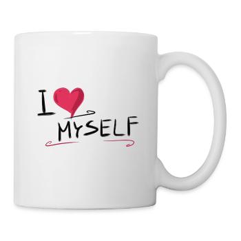 ich liebe mich herz text spruch - Tasse - Weiß - Rechts