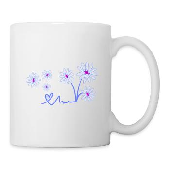 Fleurs violettes Symbole de la plante de cœur - Mug blanc - blanc - Droite