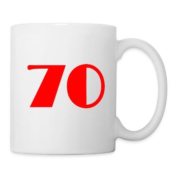 70. 70 JAHRE. 70-JÄHRIGES JUBILÄUM. GEBURTSTAG 70 JAHRE. - Tasse - Weiß - Rechts