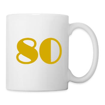 80. 80 JAHRE. 80-JÄHRIGES JUBILÄUM. GEBURTSTAG 80 JAHRE. - Tasse - Weiß - Rechts