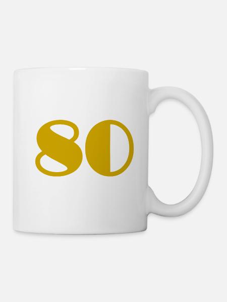 80. 80 YEARS. 80TH ANNIVERSARY. BIRTHDAY 80 YEARS. - Mug - white