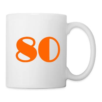 80 JAHRE. 80-JÄHRIGES JUBILÄUM. GEBURTSTAG 80 JAHRE. 80 - Tasse - Weiß - Rechts