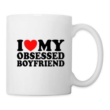 Adore Mon Copain J'aime Mon Petit Ami Obsédé - Mug blanc - blanc - Droite