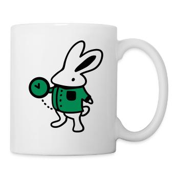 Kaninchen + Uhr - Tasse - Weiß - Rechts
