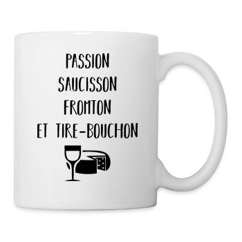 Passion saucisson fromton et tire-bouchon - Mug blanc - blanc - Droite