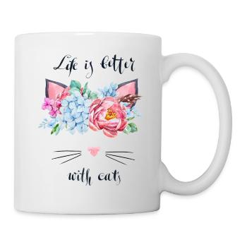 life is better with cats - Tasse - Weiß - Rechts
