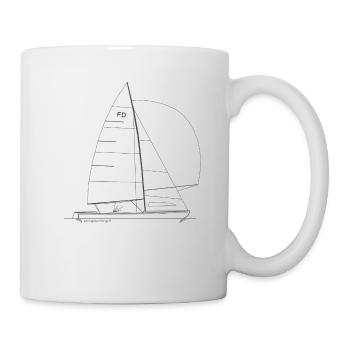Graphique d'un Hollandais volant FD sur la chemise et la tasse - Mug blanc - blanc - Droite