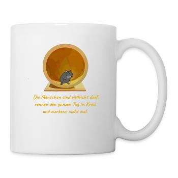 Hamster auf Hamsterrad - Tasse - Weiß - Rechts
