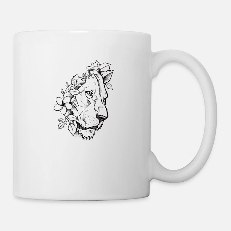 Lion with flowers - Mug - white