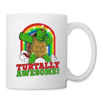 Dabbing Turtle TURTALLY AWESOME Funny Sea Turtle - Mug - white - Right
