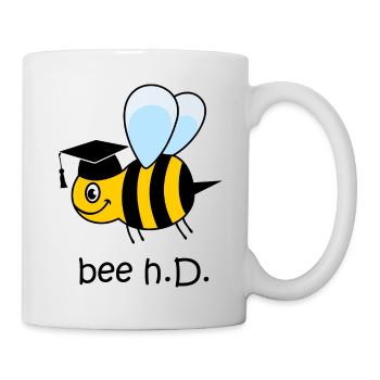 Ph.D., Doktor, Biene mit hut, lustige Biene, bee - Tasse - Weiß - Rechts