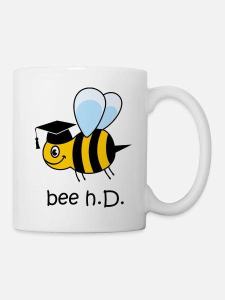 Ph.D., Doktor, Biene mit hut, lustige Biene, bee - Tasse - Weiß