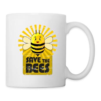 Tee shirt Sauvez les abeilles, sauvez les abeilles du look usagé - Mug blanc - blanc - Droite