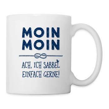 Moin Kapitän maritimer Schnack - Tasse - Weiß - Rechts