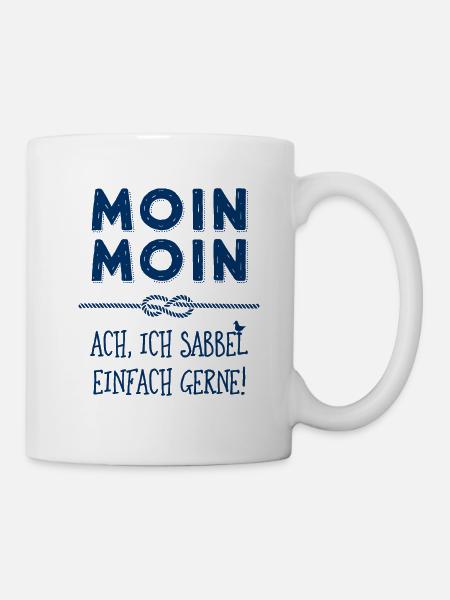 Moin Kapitän maritimer Schnack - Tasse - Weiß