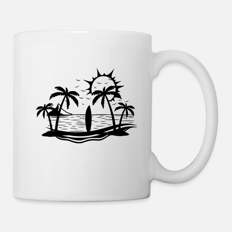 surfeur plage surfeur vacances vintage - Mug blanc - blanc
