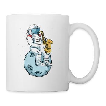 Saxophon Shirt Männer Astronaut Mond Jazz Musik - Tasse - Weiß - Rechts