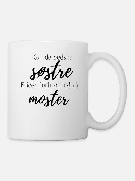 Forfremmet til moster – gave til søster - Kop/krus - hvid