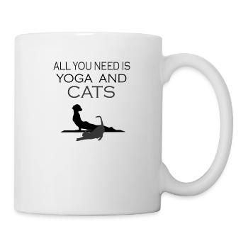 Katzen Yoga Spruch - Tasse - Weiß - Rechts