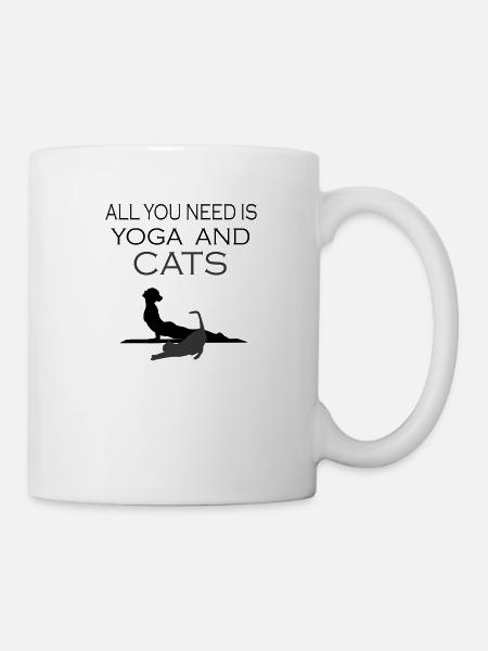Katzen Yoga Spruch - Tasse - Weiß