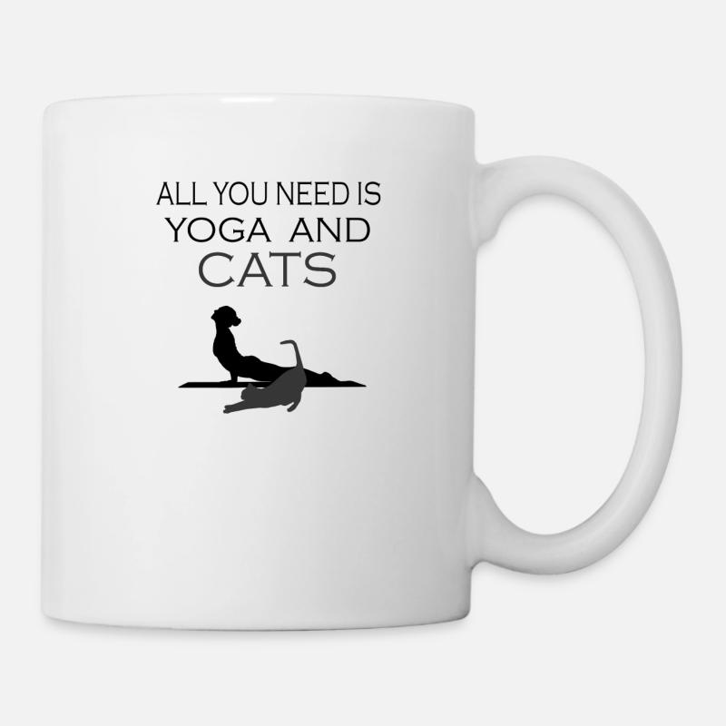 Katzen Yoga Spruch - Tasse - Weiß
