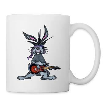 Joe the Bunny rocks on his electric guitar - Mug - white - Right