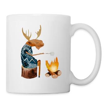 Papa Elch am Lagerfeuer I Souvenir aus Norwegen - Tasse - Weiß - Rechts