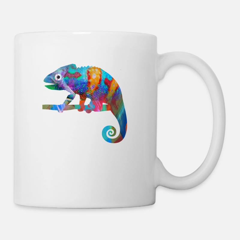 Chamäleon,, camelion, bunt,illustration,reptil - Tasse - Weiß