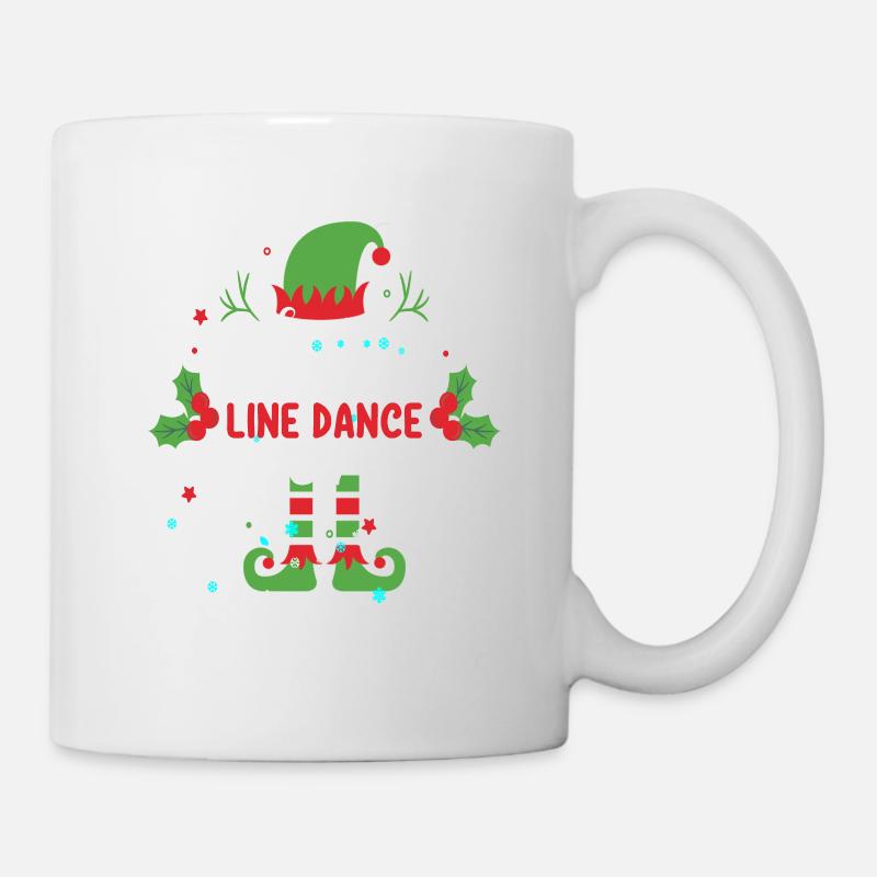 Weihnachten Line Dance Elf Geschenk T-Shirt - Tasse - Weiß