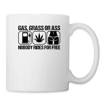 Du gaz, de l’herbe ou des ânes. Personne ne monte pour le libre - Mug blanc - blanc - Droite