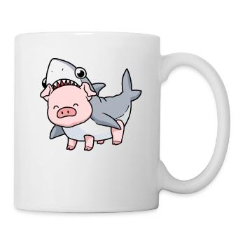 Pig shark costume gift funny pig - Mug - white - Right