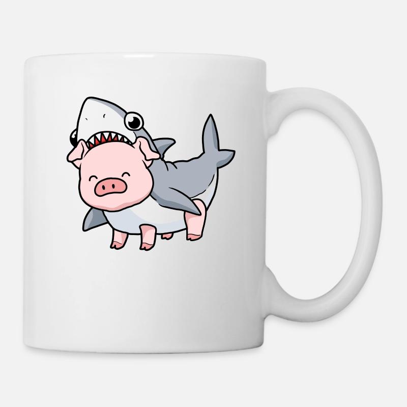 Pig shark costume gift funny pig - Mug - white