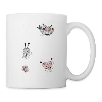 Wolle rettet den Tag, Stricken Geschenk - Tasse - Weiß - Rechts