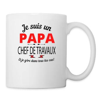 Papa CHEF DE TRAVAUX - Mug blanc - blanc - Droite