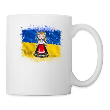 Girl in Ukrainian National Dress Ukraine Flag - Mug - white - Right