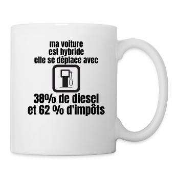 ma voiture est hybride, citation humour cadeau - Mug blanc - blanc - Droite